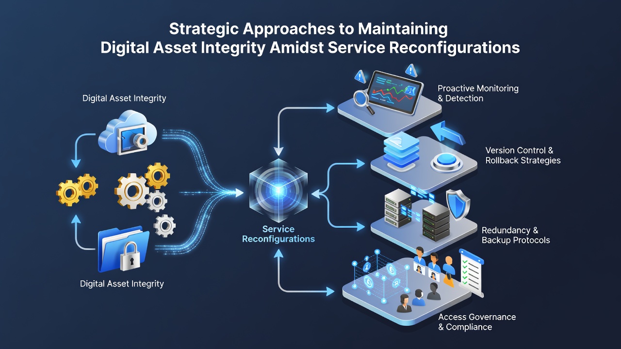 Technical monitoring setup for digital asset integrity during SaaS service reconfiguration phases